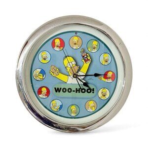 The Simpsons Talking Homer Wall Clock 13" Tested Works Vintage